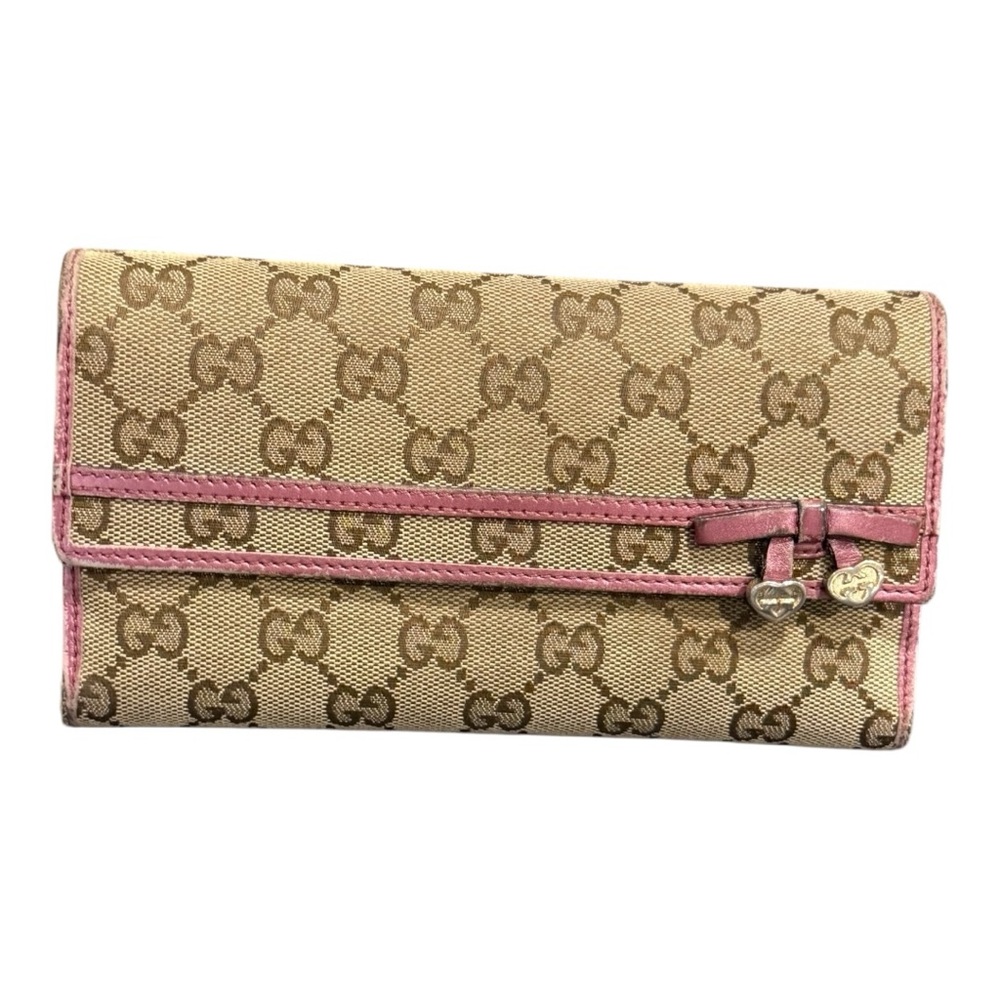 Gucci Canvas Bow Heart Continental Wallet